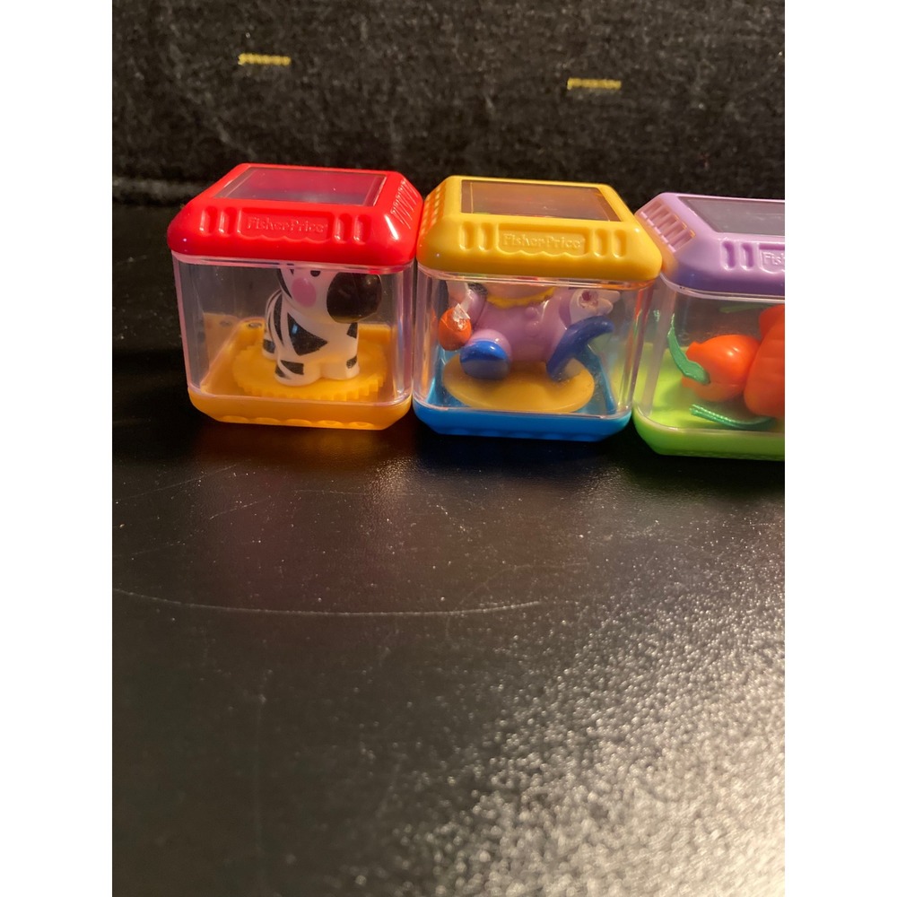 Fisher-Price Peek-a-Blocks Sensory Stacking Blocks Zebra Clown Food Set of 5 - Picture 2 of 11